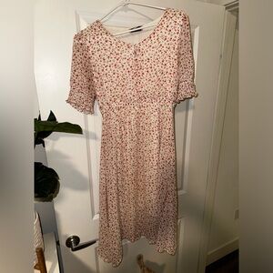 Pink floral midi dress